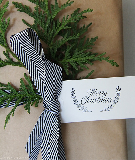 Evergreen sprig gift tag by The Penny Paper Co 